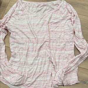 GAP Pink and White Striped Long Sleeve Top